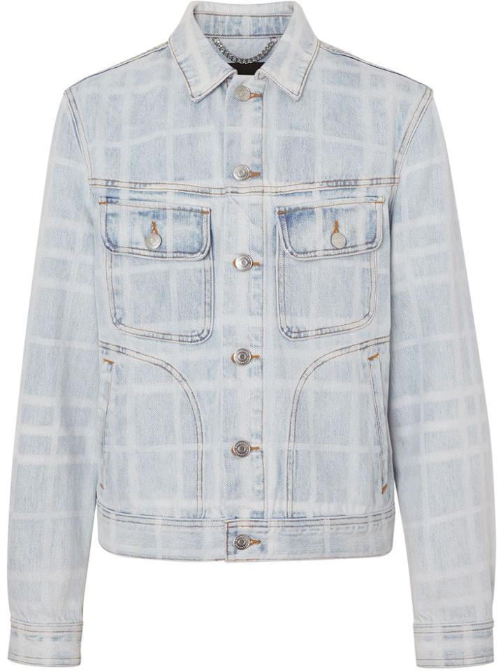 Burberry Bleached Check Denim Jacket - Blue