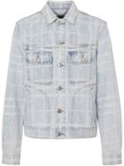 Burberry Bleached Check Denim Jacket - Blue