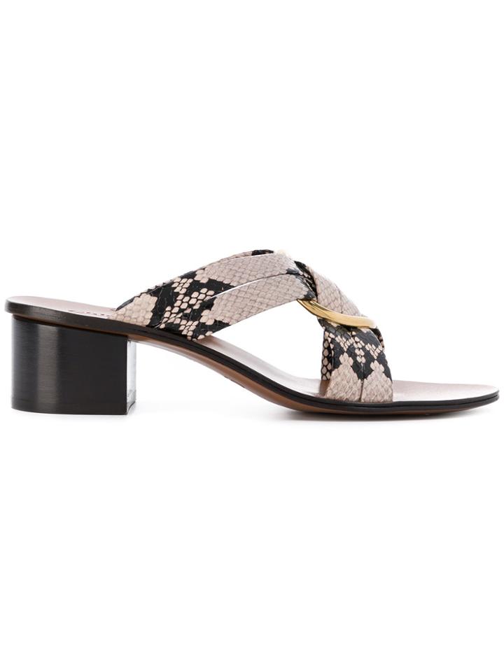 Chloé Ring Embellished Cross Over Sandals - Pink & Purple