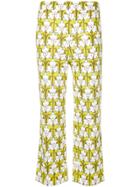 Prada Pansy Print Cropped Trousers - Green