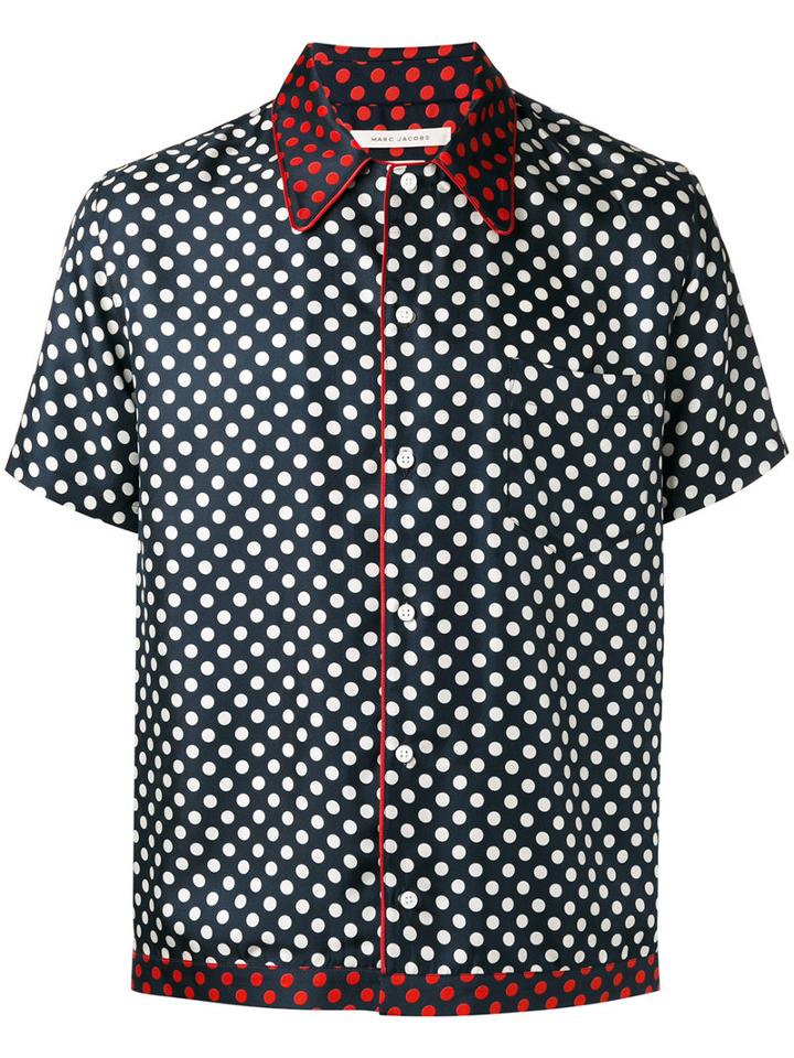 Marc Jacobs Polka Dot Print Shirt, Men's, Size: 46, Black, Silk
