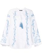 Wandering Embroidered Puff Sleeve Blouse - White