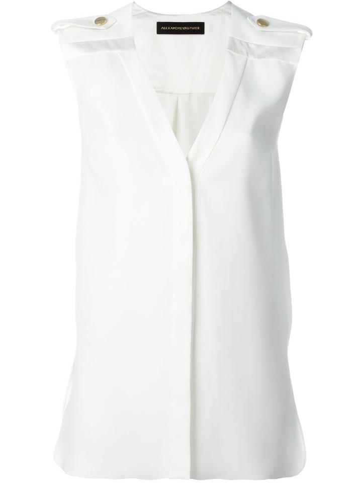 Alexandre Vauthier Epaulette Detail Top, Women's, Size: 38, White, Silk/polyester