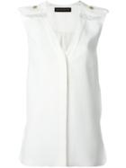 Alexandre Vauthier Epaulette Detail Top, Women's, Size: 38, White, Silk/polyester
