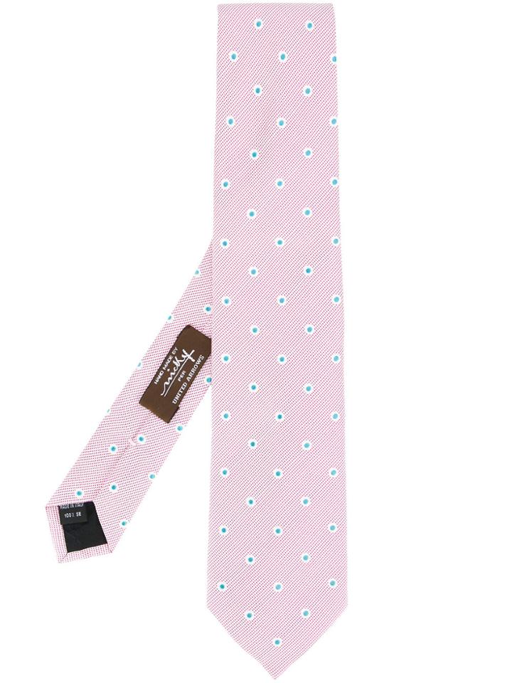 Nicky Dot Pattern Stitched Tie - Pink & Purple