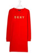 Dkny Kids Teen Foil Logo T-shirt Dress - Red