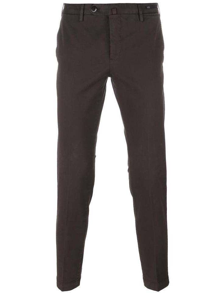 Pt01 Slim-fit Trousers, Men's, Size: 52, Brown, Cotton/spandex/elastane