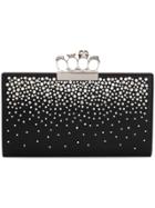 Alexander Mcqueen Four-ring Crystal Embellished Clutch - Black