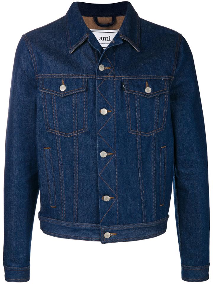Ami Alexandre Mattiussi Bi Material Denim Jacket - Blue