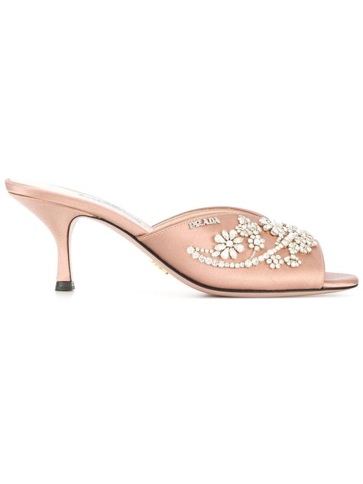Prada Embellished Mules - Neutrals
