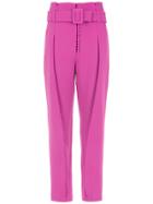 Framed Cropped Tapered Trousers - Pink
