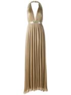 Roberto Cavalli Pleated Embellished Long Dress