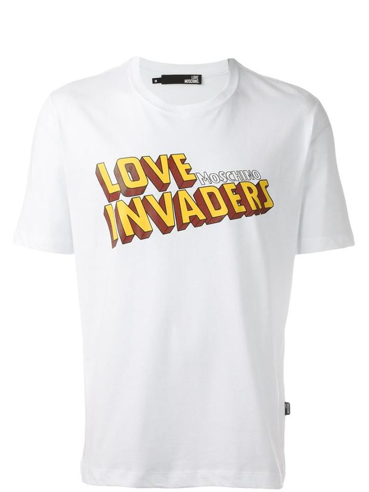 Love Moschino 'love Invaders' T-shirt, Men's, Size: Large, White, Cotton