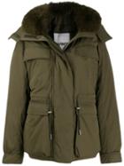 Yves Salomon Army Fox Fur Hood Military Jacket - Green