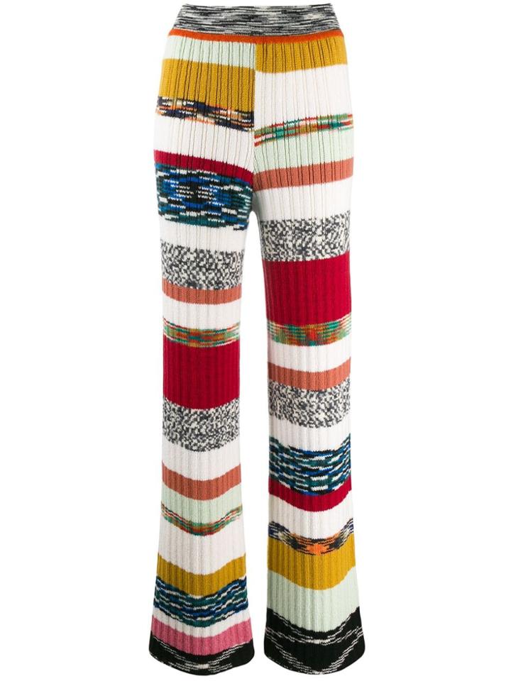 Missoni Stripe Panel Ribbed Knit Trousers - Neutrals