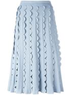 Vivetta Scalloped Detailing A-line Skirt, Women's, Size: 42, Blue, Acetate/polyester/spandex/elastane