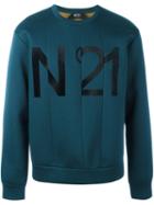 No21 Front Logo Paneled Sweatshirt, Men's, Size: Medium, Green, Viscose
