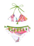 Roberto Cavalli Kids - Tassel Detail Bikini Set - Kids - Spandex/elastane/polyester - 4 Yrs, Toddler Girl's, Green