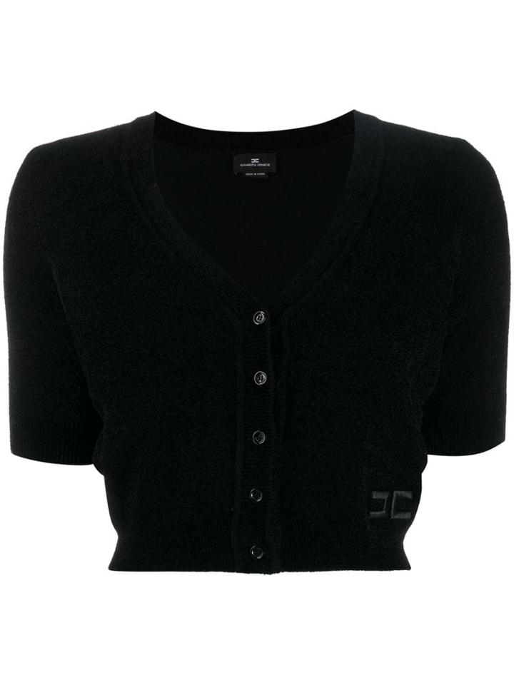 Elisabetta Franchi Short-sleeve Knitted Cardigan - Black