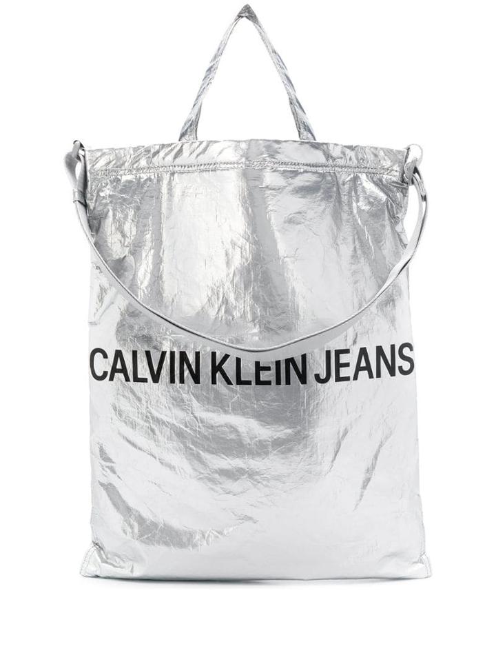 Calvin Klein Jeans Logo Market Tote - Silver