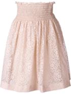 Red Valentino Elasticated Waistband Lace Skirt, Women's, Size: 42, Pink/purple, Cotton/polyamide/polyester