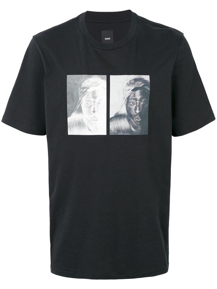 Oamc - Face Print T-shirt - Men - Cotton - Xl, Black, Cotton