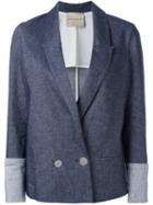 Erika Cavallini - Denim Blazer - Women - Cotton/linen/flax/polyester/spandex/elastane - 42, Women's, Blue, Cotton/linen/flax/polyester/spandex/elastane