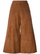 Drome Straight Cropped Trousers, Women's, Size: Large, Brown, Leather/cupro