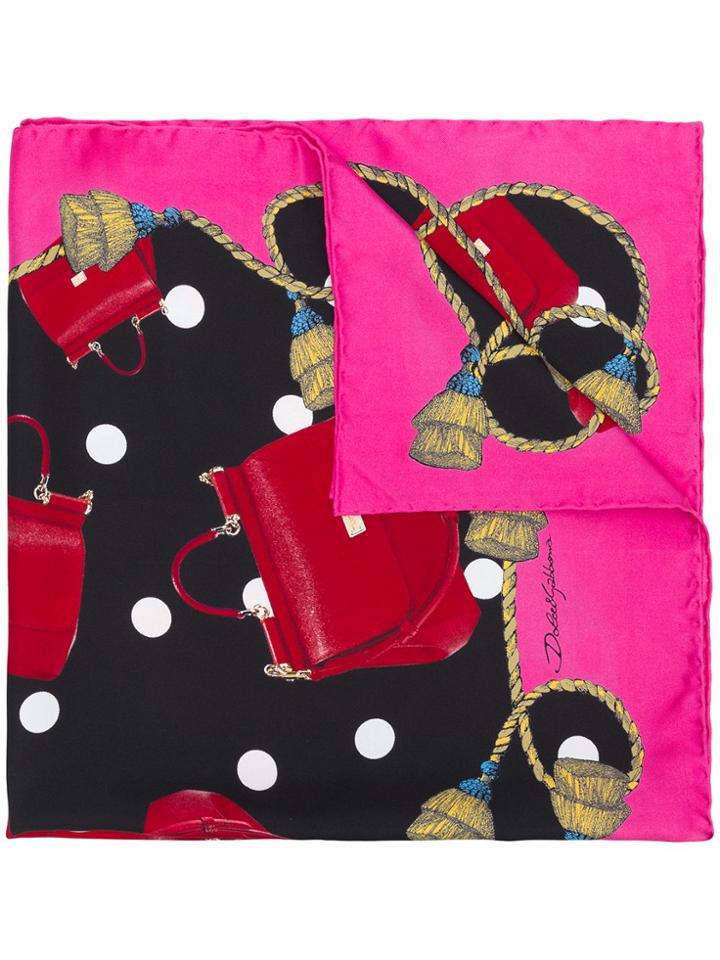 Dolce & Gabbana Bag-motif Printed Silk Scarf - Black