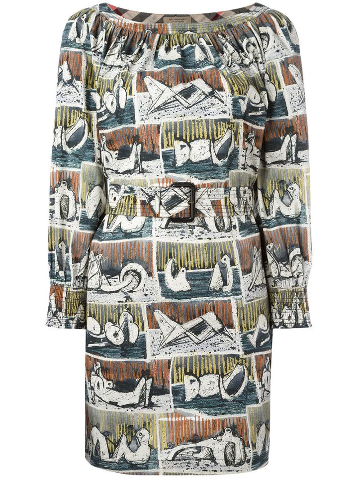 Burberry Printed Shift Dress, Women's, Size: 12, Cotton/spandex/elastane