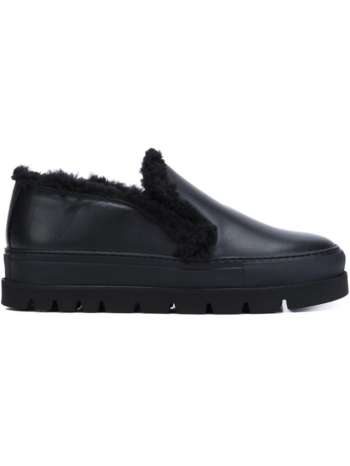 Mm6 Maison Margiela Fur Lined Slip On Sneakers