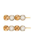 Jennifer Behr Crystal And Faux Pearl Gallina Set Of Two Hairclips -