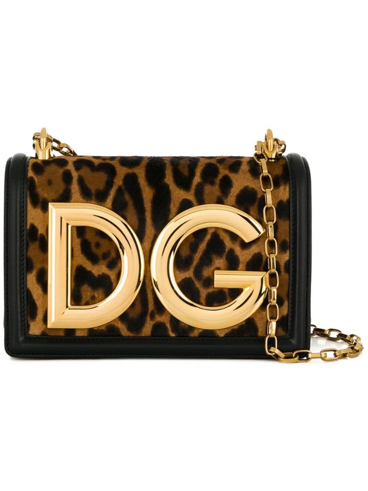 Dolce & Gabbana Dg Leopard Print Shoulder Bag - Brown