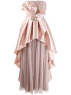 Alberta Ferretti Ruffled Bustier Dress - Pink