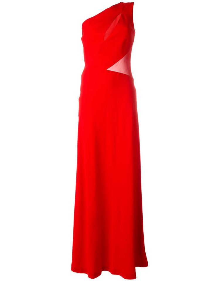 Alberta Ferretti Asymmetric Gown Dress, Women's, Size: 40, Red, Acetate/rayon/silk