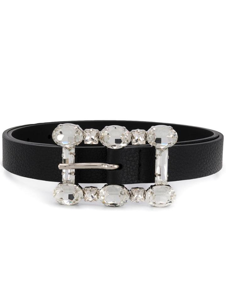 Orciani Crystal Buckle Belt - Black