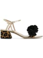Alberto Gozzi Leopard Heel Ruffle Trim Sandals - Black