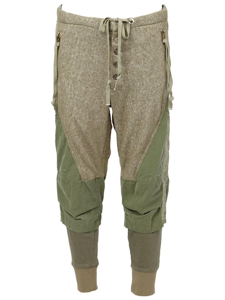 Greg Lauren Army-style Cropped Trousers, Men's, Size: 3, Green, Cotton