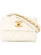 Chanel Vintage Cosmos Line Quilted Cc Logos Belt Bag - White