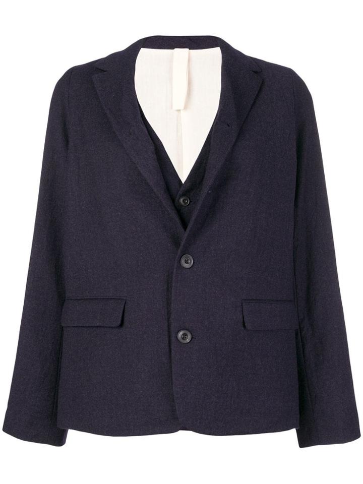 École De Curiosités Single Breasted Blazer - Blue