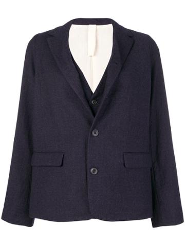 École De Curiosités Single Breasted Blazer - Blue