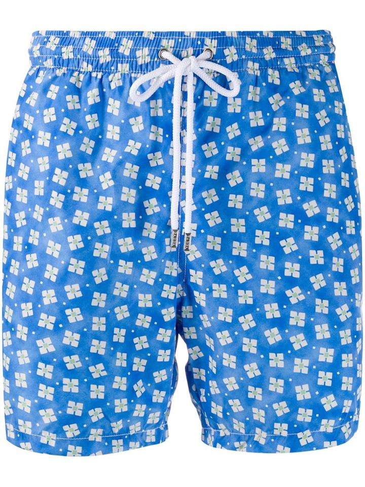 Barba Square Print Swim Shorts - Blue