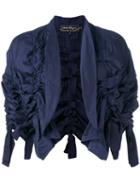 Salvatore Ferragamo - Taffeta Cropped Blazer - Women - Polyester - 42, Women's, Blue, Polyester
