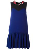 Msgm Drop Waist Embellished Dress, Women's, Size: 44, Blue, Polyester/wool