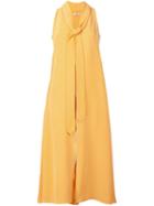 Edun Neck Tie Dress, Women's, Size: 2, Yellow/orange, Silk