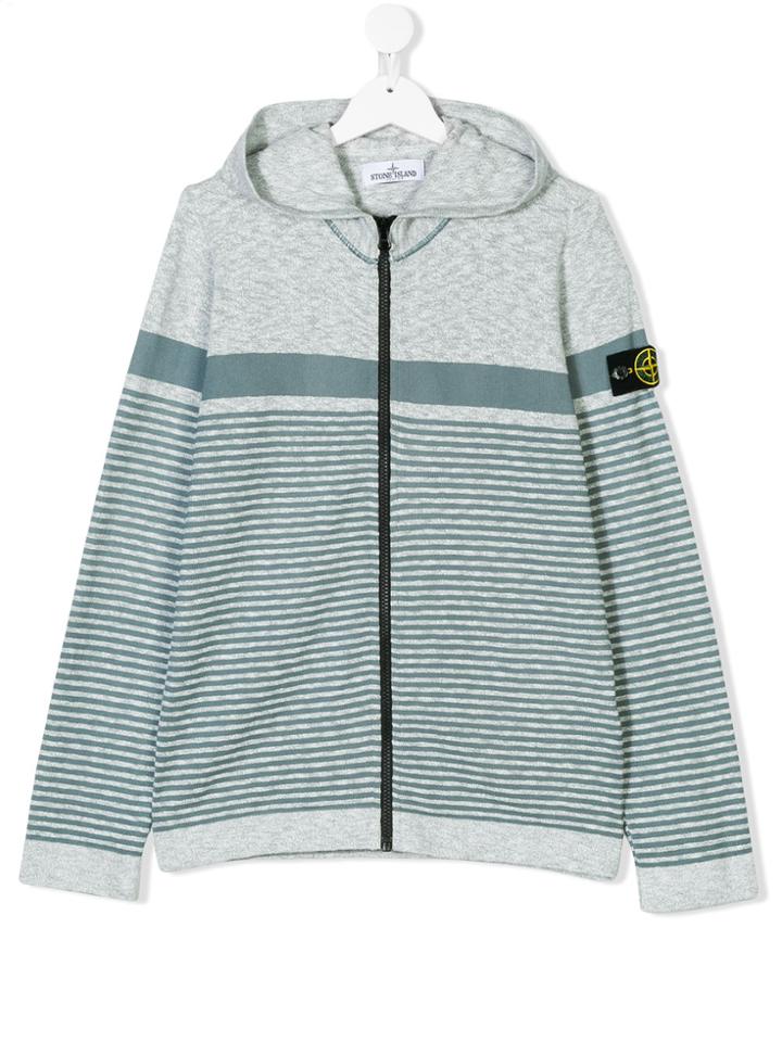 Stone Island Junior Teen Striped Hoodie - Grey