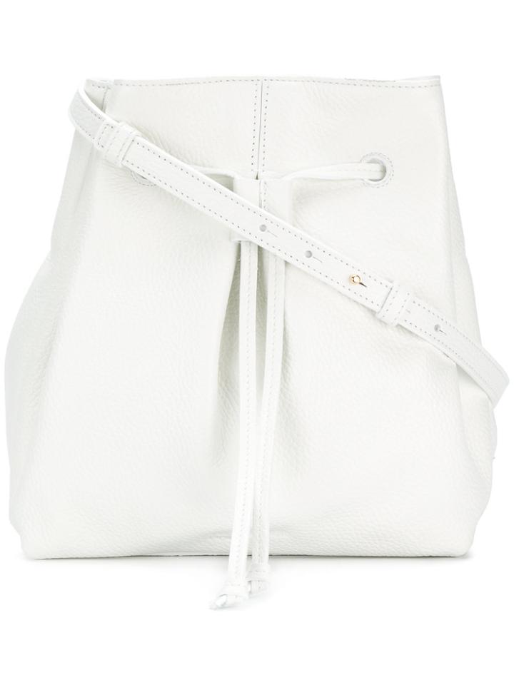 Jil Sander Navy Bucket Crossbody Bag - White