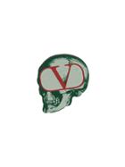 Valentino Valentino Garavani Skull Logo Brooch - Green