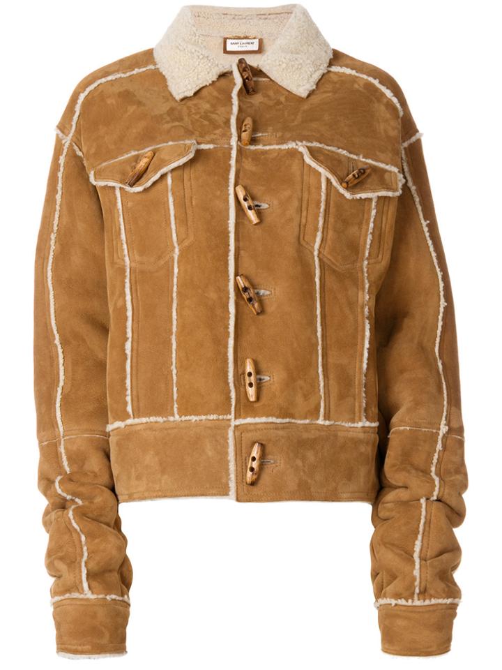 Saint Laurent Shearling Jacket - Brown