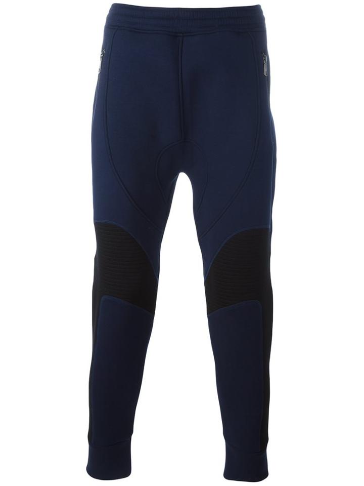 Neil Barrett Classic Track Pants, Men's, Size: Medium, Blue, Cotton/polyurethane/spandex/elastane/viscose